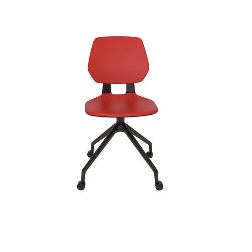 Commute Guest Chair, Supports Up To 275 Lbs, 19" Seat Height, Red Seat, Red Back, Black Base