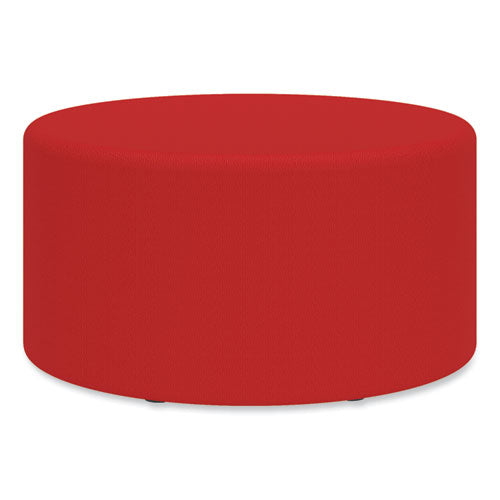 Learn 30" Cylinder Vinyl Ottoman, 30" X 30" X 18", Red