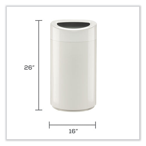 Open Top Oval Waste Receptacle, 14 Gal, Steel, White