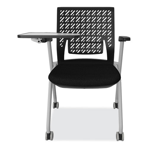 Thesis Training Chair With Flex Back And Tablet, Support Up To 250 Lb, 18" Seat Height, Black Seat, Gray Base, 2/carton