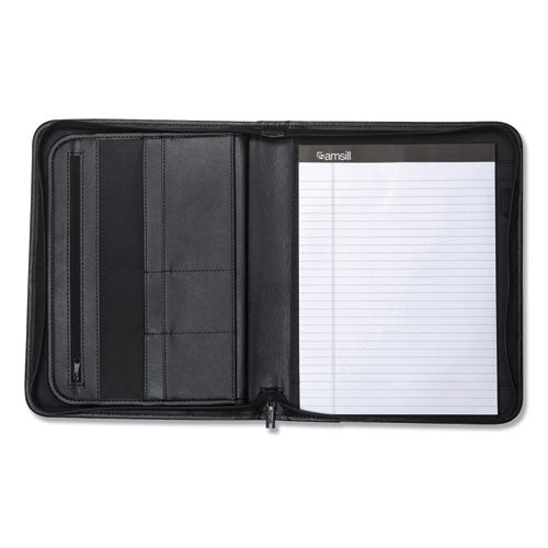 Professional Zippered Pad Holder, Pockets/slots, Writing Pad, Black