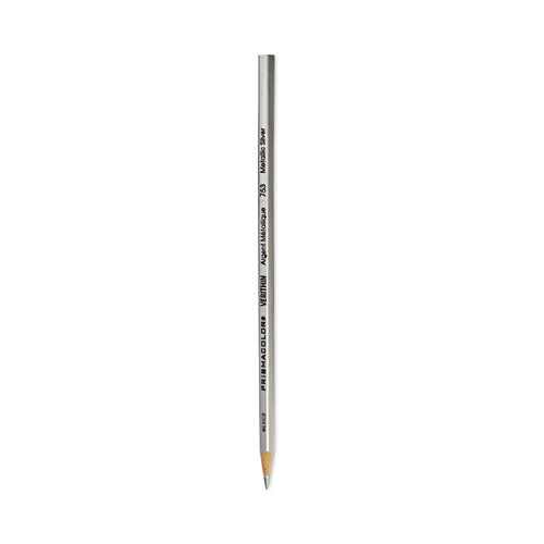 Verithin Smear-proof Colored Pencils, 2 Mm, Metallic Silver Lead, Metallic Silver Barrel, Dozen