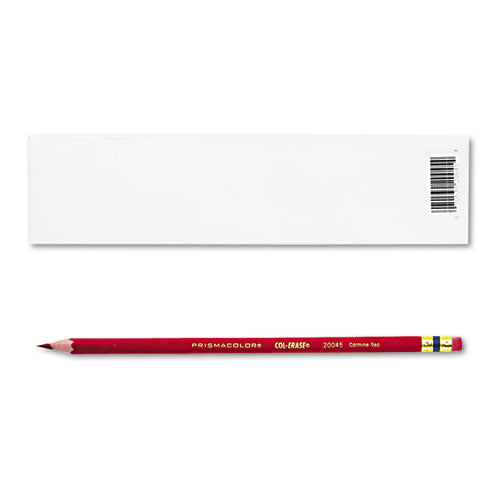 Col-erase Pencil With Eraser, 0.7 Mm, 2b, Carmine Red Lead, Carmine Red Barrel, Dozen