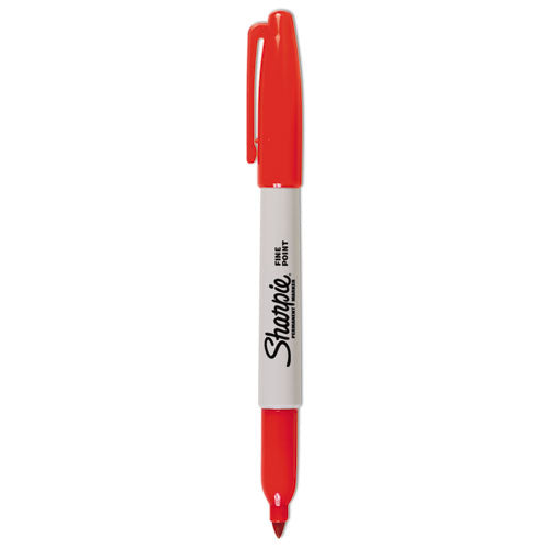 Fine Tip Permanent Marker, Fine Bullet Tip, Red, Dozen