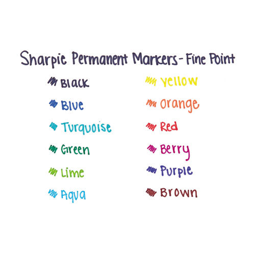 Fine Tip Permanent Marker, Fine Bullet Tip, Blue, Dozen