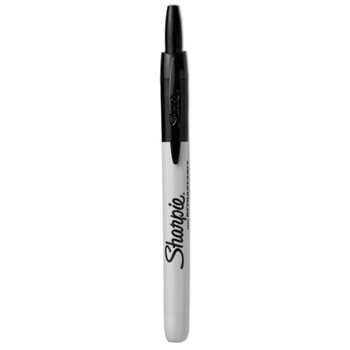 Retractable Permanent Marker, Fine Bullet Tip, Black