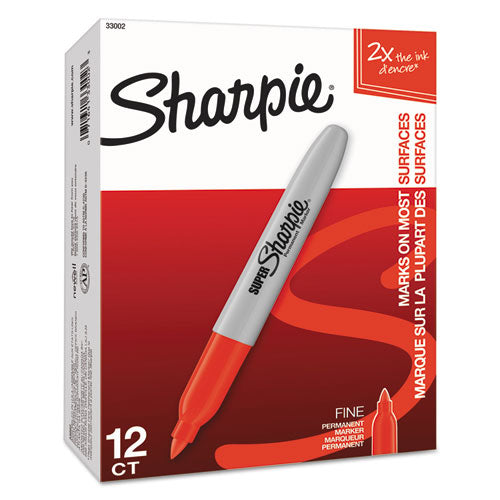 Super Permanent Marker, Fine Bullet Tip, Red, Dozen