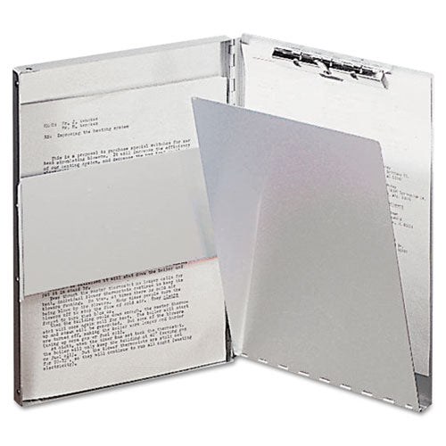 Snapak Aluminum Side-open Forms Folder, 0.5" Clip Capacity, Holds 8.5 X 14 Sheets, Silver