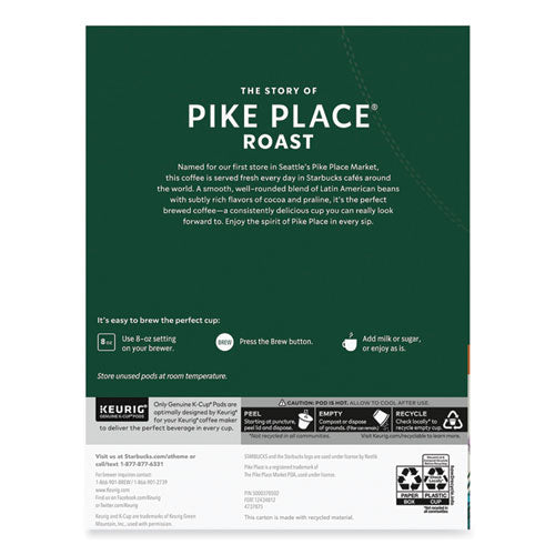 Pike Place Coffee K-cups Pack, 24/box, 4 Box/carton