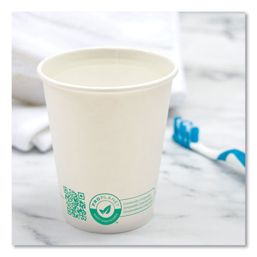 Compostable Paper Hot Cups, 10 Oz, White/green, 1,000/carton