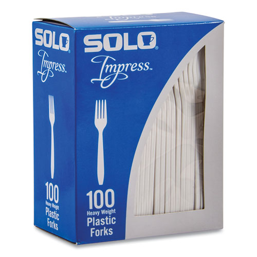 Impress Heavyweight Full-length Polystyrene Cutlery, Fork, White, 100/box