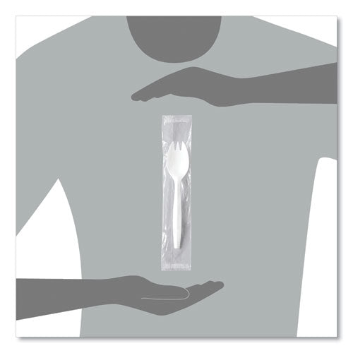 Regal Mediumweight Cutlery, Individually Wrapped, Spork, Plastic, White, 1,000/carton