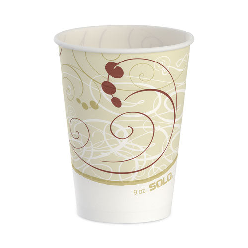 Symphony Design Wax-coated Paper Cold Cups, 9 Oz, White/beige/red, 100/sleeve, 20 Sleeves/carton