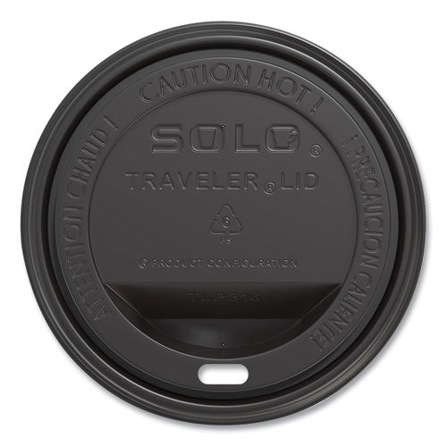 Traveler Cappuccino Style Dome Lid, Fits 10 Oz To 24 Oz Cups, Black, 100/sleeve, 10 Sleeves/carton