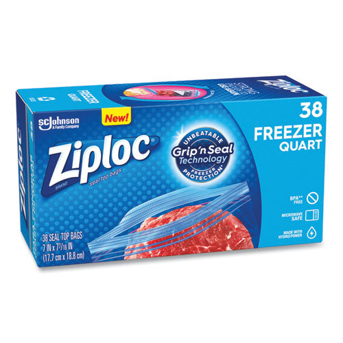 Zipper Freezer Bags, 32 Oz, 6.97" X 7.7", Clear, 38 Bags/box, 9 Boxes/carton