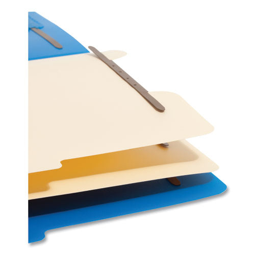 Six-section Poly Classification Folders, 2" Expansion, 2 Dividers, 6 Fasteners, Letter Size, Blue Exterior, 10/box