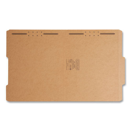 Top Tab Fastener Folders, Guide-height 2/5-cut Tabs, 0.75" Expansion, 2 Fasteners, Letter Size, 11-pt Kraft, 50/box