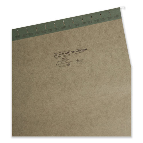 Tuff Hanging Folders With Easy Slide Tab, Legal Size, 1/3-cut Tabs, Standard Green, 20/box