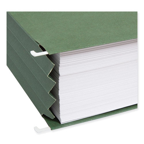 100% Recycled Hanging Pockets With Full-height Gusset, 1 Section, 3.5" Capacity, Letter Size, Standard Green, 10/box