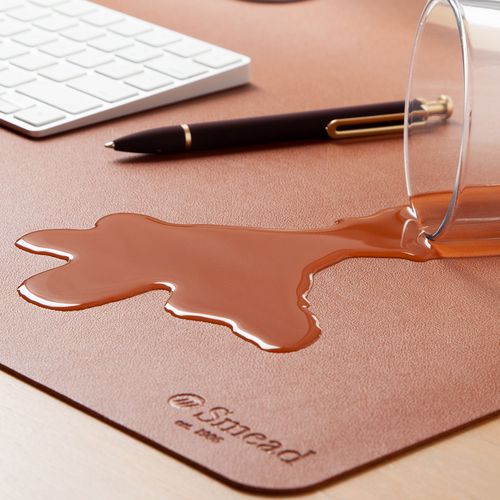 Vegan Leather Desk Pads, 36" X 17", Brown