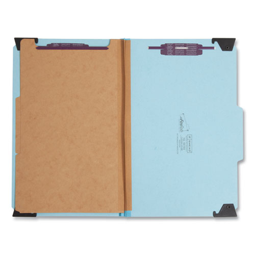 Fastab Hanging Pressboard Classification Folders, 2 Dividers, Legal Size, Blue