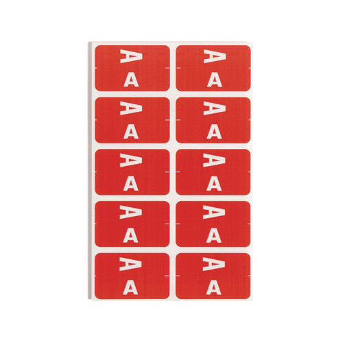 Alphaz Color-coded Second Letter Alphabetical Labels, A, 1 X 1.63, Red, 10/sheet, 10 Sheets/pack