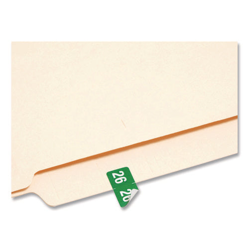 Yearly End Tab File Folder Labels, 0.5 X 1, Green, 25/sheet, 10 Sheets/pack