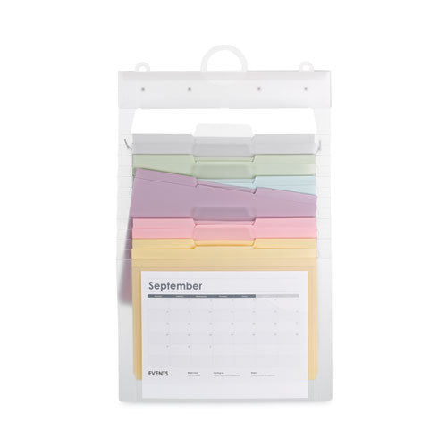 Cascading Wall Organizer, 6 Sections, Letter Size, 14.25" X 24.25", Blue, Clear, Gray, Green, Orange, Pink, Purple