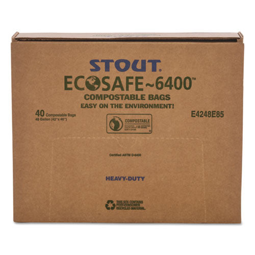 Ecosafe-6400 Bags, 48 Gal, 0.85 Mil, 42" X 48", Green, 40/box