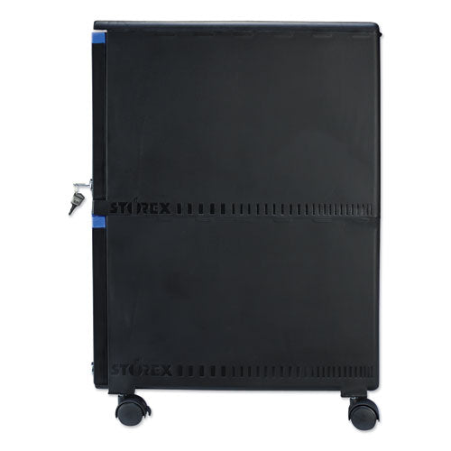 Two-drawer Mobile Filing Cabinet, 2 Legal/letter-size File Drawers, Black/blue, 14.75" X 18.25" X 26"