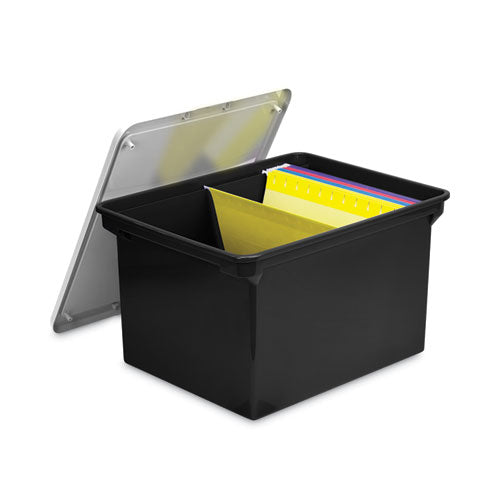 Plastic File Tote, Letter/legal Files, 18.5" X 14.25" X 10.88", Black/clear