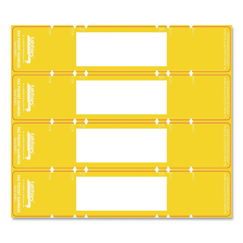 File Pocket Handles, 9.63 X 2, Yellow/white, 4/sheet, 12 Sheets/pack