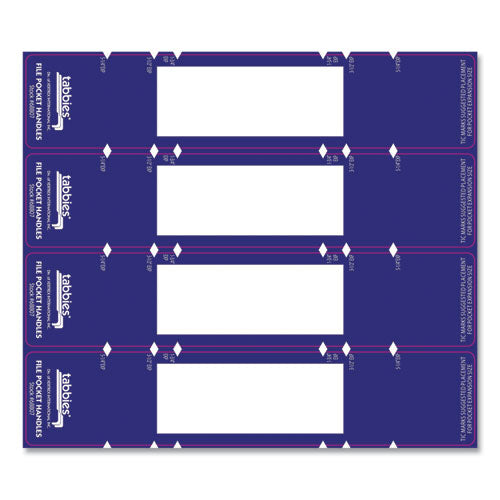 File Pocket Handles, 9.63 X 2, Dark Blue/white, 4/sheet, 12 Sheets/pack