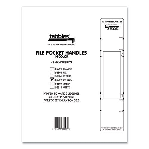 File Pocket Handles, 9.63 X 2, Dark Blue/white, 4/sheet, 12 Sheets/pack