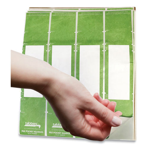 File Pocket Handles, 9.63 X 2, Green/white, 4/sheet, 12 Sheets/pack