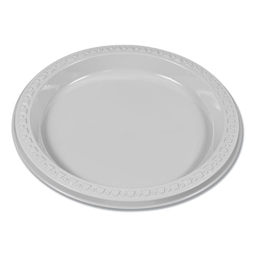 Plastic Dinnerware, Plates, 7" Dia, White, 125/pack