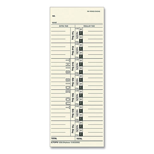 Time Clock Cards, Replacement For 10-800292, One Side, 3.5 X 9, 500/box