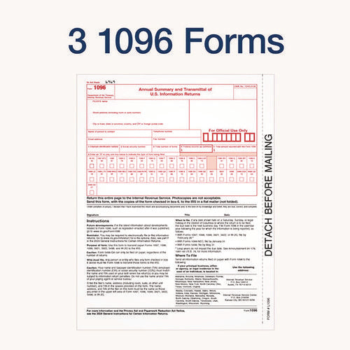 4-part 1099-nec Tax Form Kit With Security Envelopes And Tax Forms Helper, 2024, 8.5 X 3.5, 3 Forms/sheet, 24 Forms Total