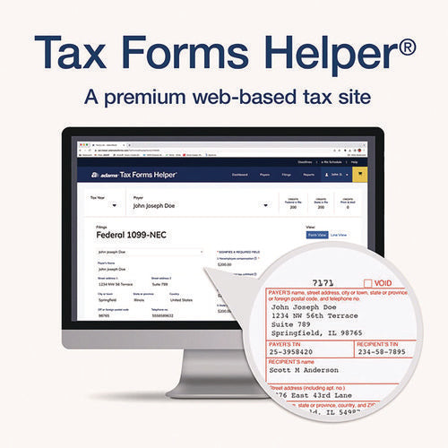 4-part 1099-nec Tax Form Kit With Security Envelopes And Tax Forms Helper, 2024, 8.5 X 3.5, 3 Forms/sheet, 24 Forms Total