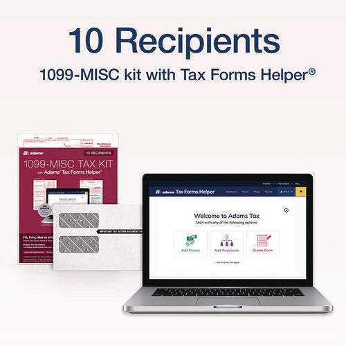 4-part 1099-misc Tax Form Kit With Security Envelopes And Tax Forms Helper, 2024, 8 X 5, 2 Forms/sheet, 10 Forms Total