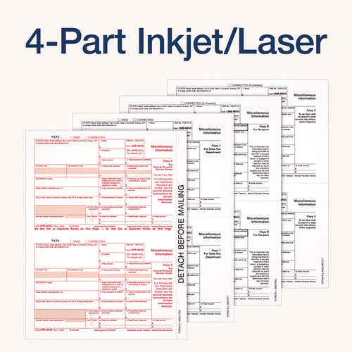 4-part 1099-misc Tax Form Kit With Security Envelopes And Tax Forms Helper, 2024, 8 X 5, 2 Forms/sheet, 10 Forms Total