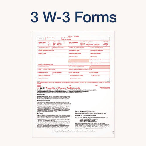 6-part W-2 Tax Form Kit With Security Envelopes And Tax Forms Helper, 2024, 8 X 5.5, 2 Forms/sheet, 10 Forms Total