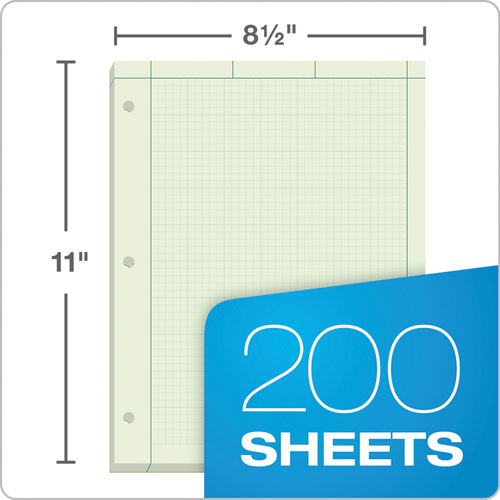 Engineering Computation Pads, Cross-section Quadrille Rule (5 Sq/in, 1 Sq/in), Green Cover, 200 Green-tint 8.5 X 11 Sheets