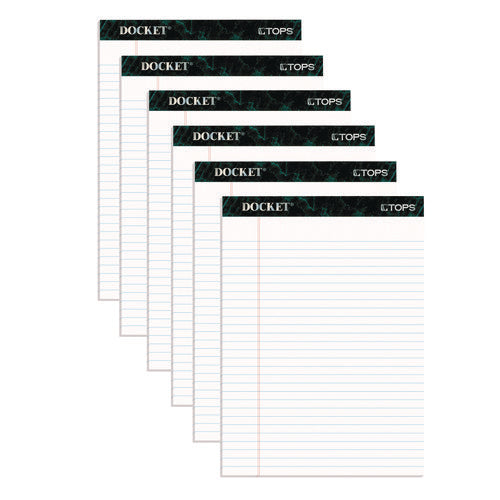 Docket Ruled Perforated Pads, Wide/legal Rule, 50 White 8.5 X 11.75 Sheets, 6/pack