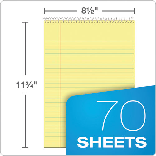 Docket Ruled Wirebound Pad With Cover, Wide/legal Rule, Blue Cover, 70 Canary-yellow 8.5 X 11.75 Sheets