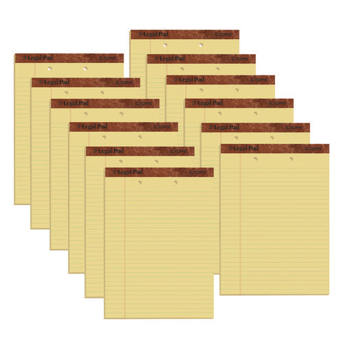 "the Legal Pad" Ruled Perforated Pads, Wide/legal Rule, 50 Canary-yellow 8.5 X 11.75 Sheets, Dozen