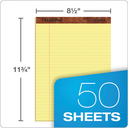 "the Legal Pad" Ruled Perforated Pads, Wide/legal Rule, 50 Canary-yellow 8.5 X 11 Sheets, 3/pack