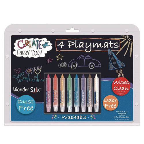 Wonder Stix Playmat Kit, 8 Assorted Pastel Wonderstix And 4 Playmats/pack, 12 Packs/carton