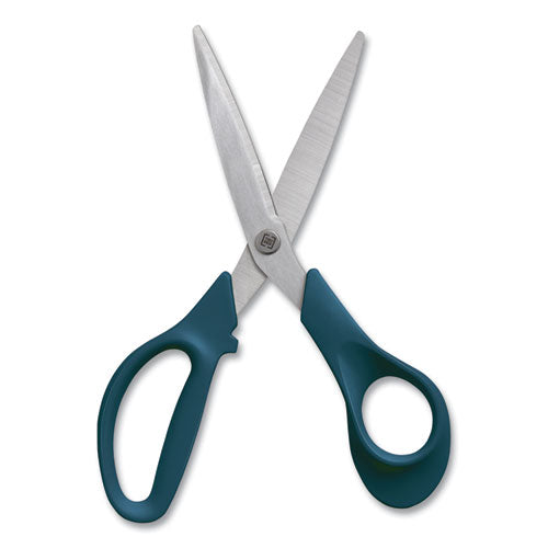 Stainless Steel Scissors, 8" Long, 3.58" Cut Length, Straight Green Handle