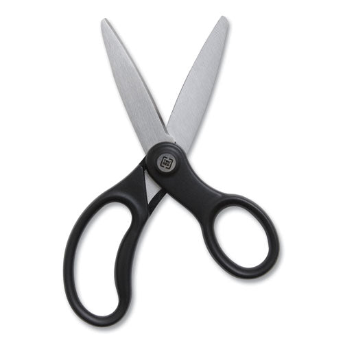 Ambidextrous Stainless Steel Scissors, 5" Long, 2.64" Cut Length, Straight Ergonomic Black Handle